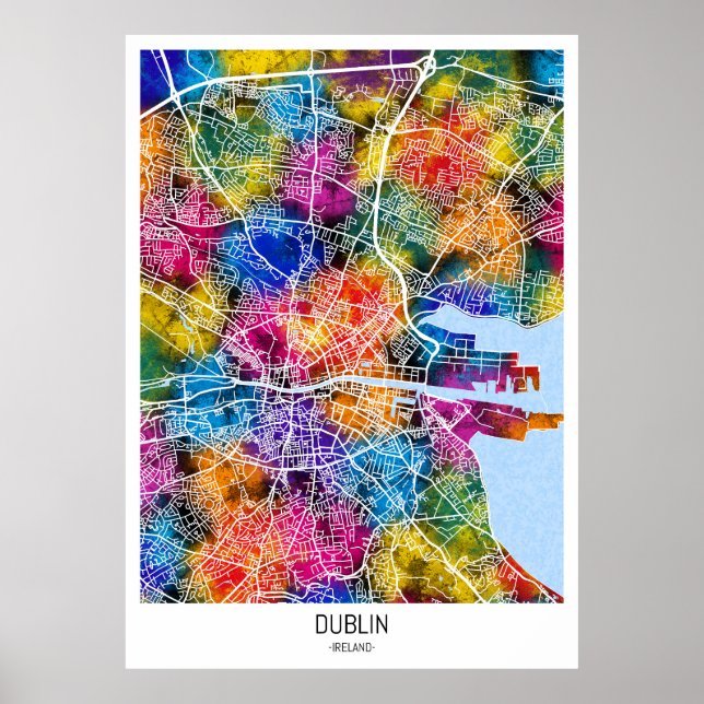 Dublin Ireland City Karta Poster (Framsidan)