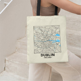 Dublin, Ireland City Map Tote Bag Tygkasse