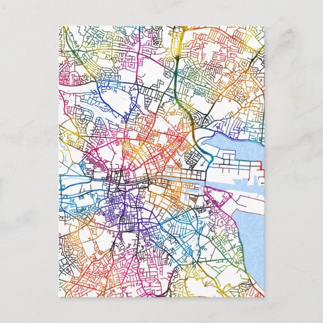 Dublin Ireland City Map Vykort (Framsida)