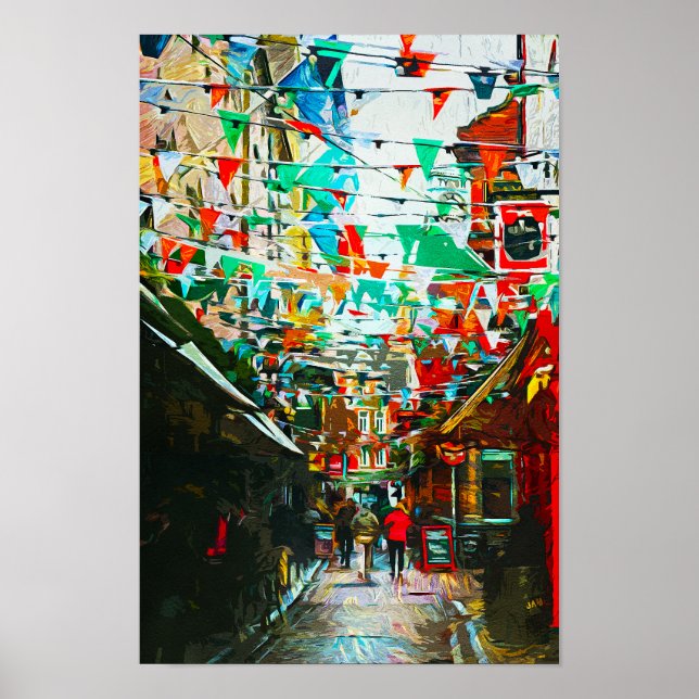 Dublin, Ireland City Street Scene Poster (Framsidan)