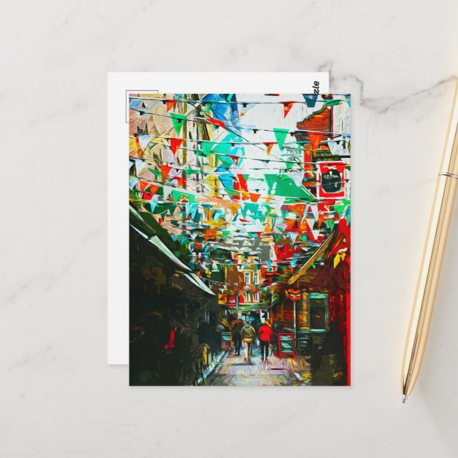 Dublin, Ireland City Street Scene Vykort (Fram/Back In Situ)