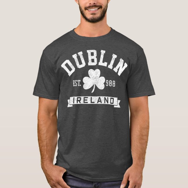 Dublin Ireland Est 988 Klöver Löv Shamrock St T Shirt (Framsida)