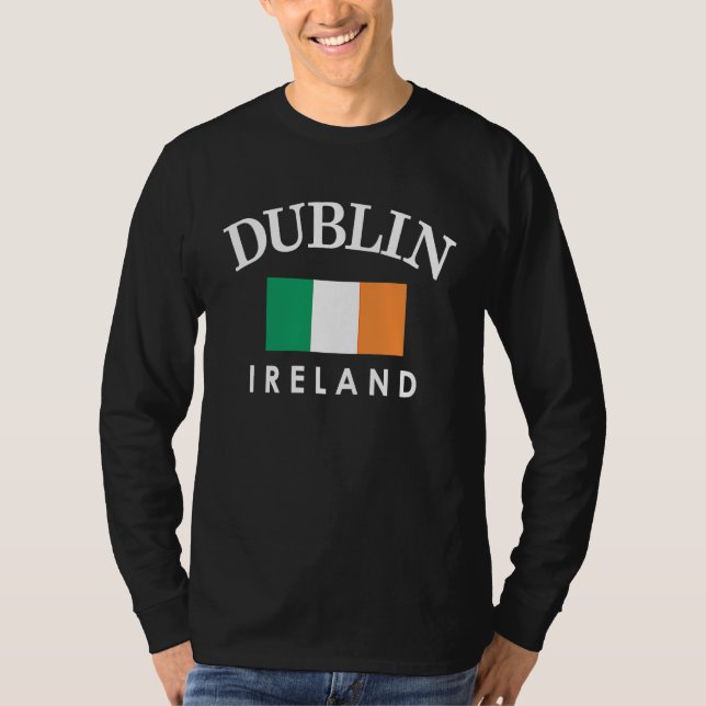 Dublin Ireland Flag  St Patrick's Day T Shirt (Framsida)