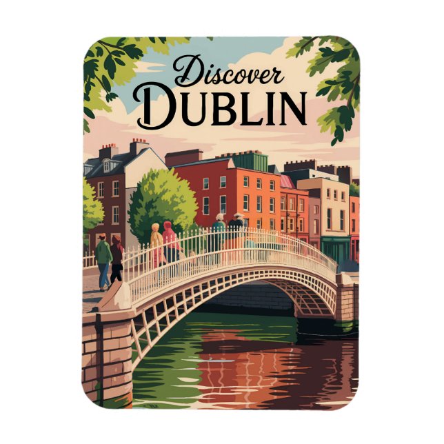 Dublin Ireland Illustration Travel Art Vintage Magnet (Vertikal)