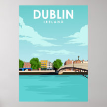 Dublin Ireland Minimal Illustration Travel Art