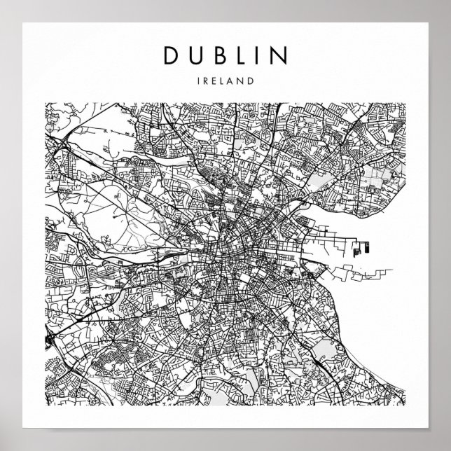 Dublin Ireland Minimal Modern Street Karta Poster (Framsidan)