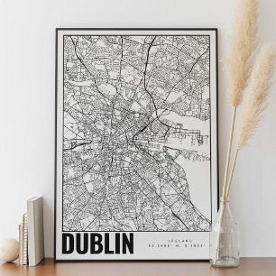 Dublin Ireland Minimalist Karta Art Poster