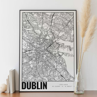 Dublin Ireland Minimalist Karta Art Poster