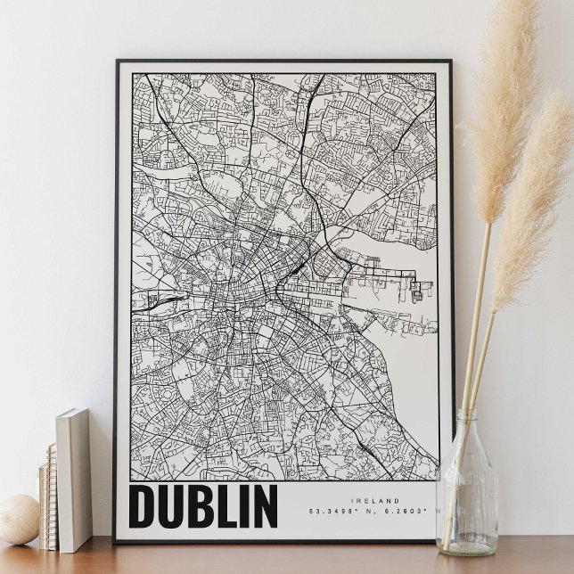 Dublin Ireland Minimalist Karta Art Poster (Skapare uppladdad)