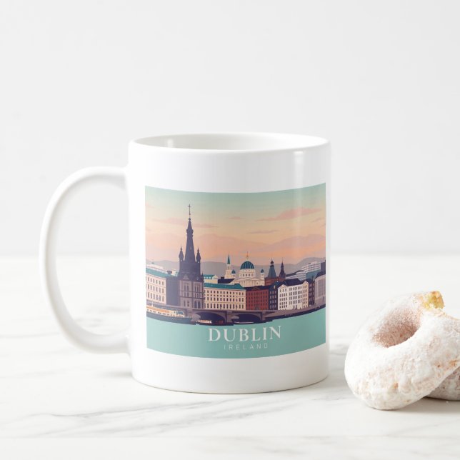 Dublin Ireland Pastel Travel Design Kaffemugg (Med munk)