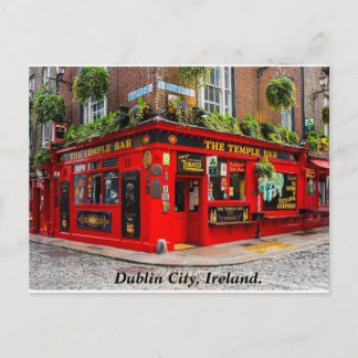 Dublin Ireland pub & cobblestone street Vykort