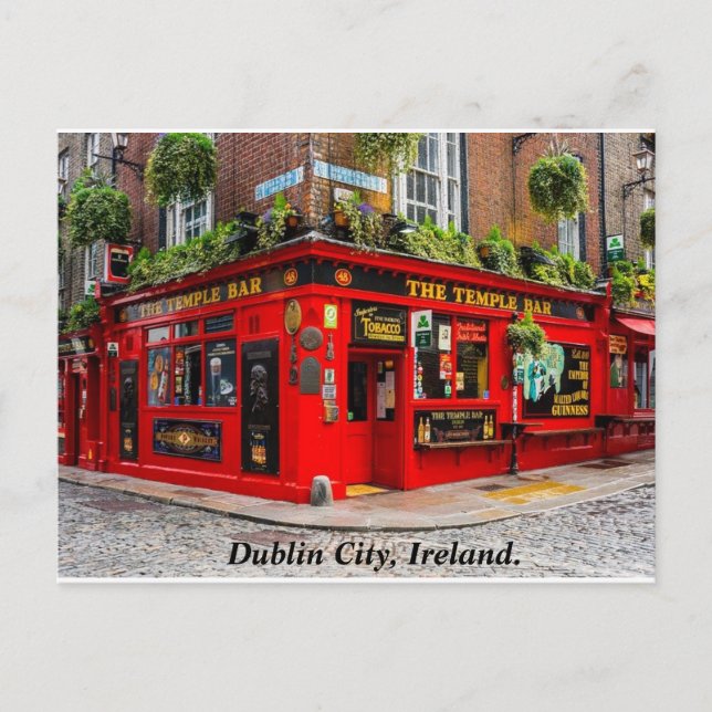 Dublin Ireland pub & cobblestone street Vykort (Framsida)