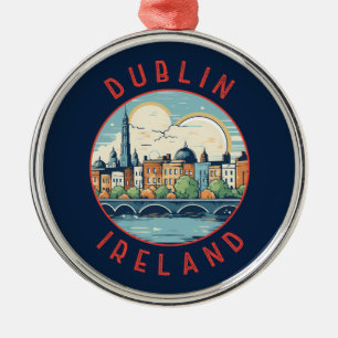 Dublin Ireland Retro Distress Circle Julgransprydnad Metall