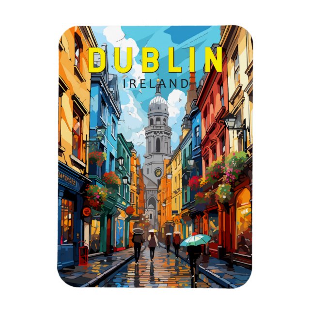 Dublin Ireland Travel Art Vintage Magnet (Vertikal)