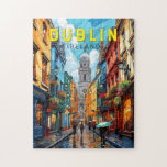 Dublin Ireland Travel Art Vintage Pussel<br><div class="desc">Färddesign för Dublinreflektor. Dess historiska byggnad omfattar Dublin Castle från 1300-talet och påtvingandet av St Patrick:s katedral,  som grundades 1911.</div>