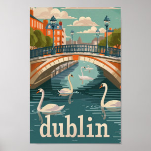 Dublin Ireland Vintage Berömd Travel Ställe Poster
