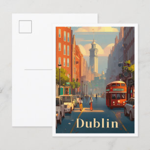 Dublin Ireland Vintage resor Illustration Vykort