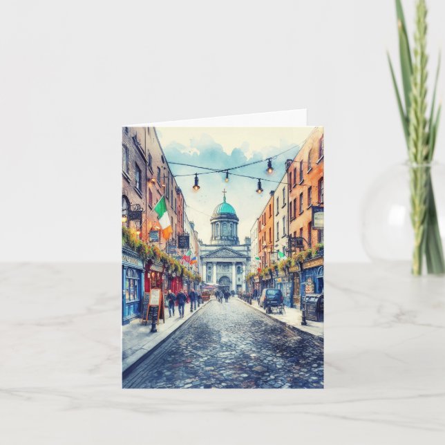 Dublin Ireland Watercolor Kort (Framsida)