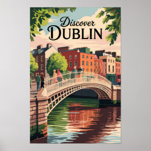 Dublin Irland Illustration Resa Konst Vintage Poster