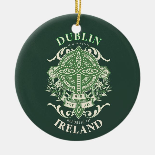 Dublin Irland Irish Celtic Kor Julgransprydnad Keramik (Framsidan)