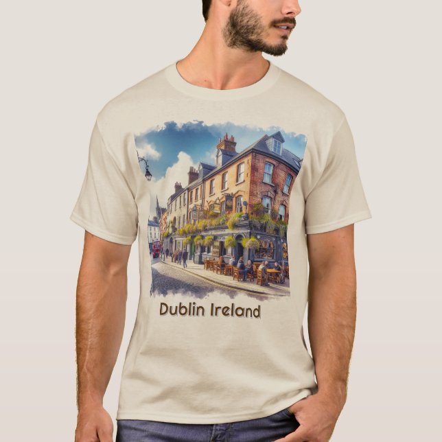 Dublin Irland Irländsk Pub Herrkläder T-Shirt (Framsida)