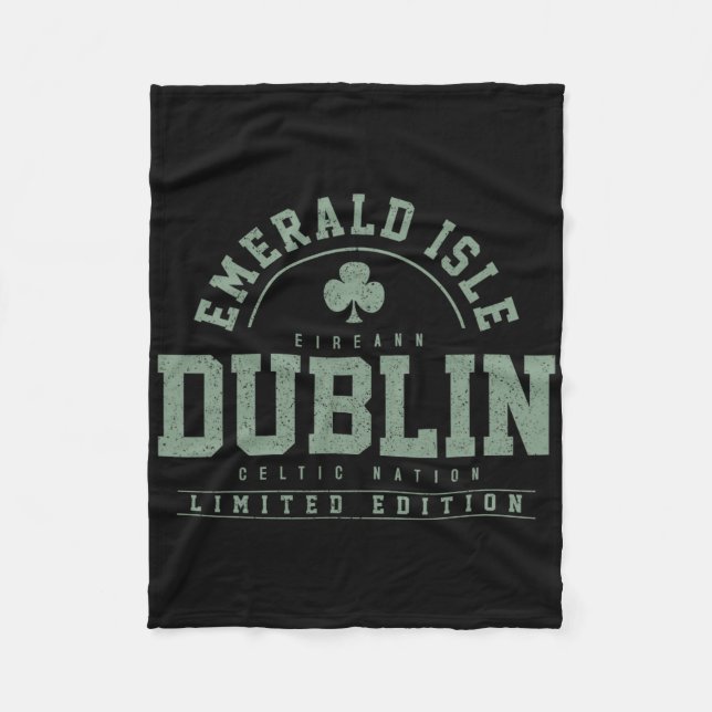 Dublin Irland Klöverblad Irländsk St. Patricks dag Fleecefilt (Framsidan)