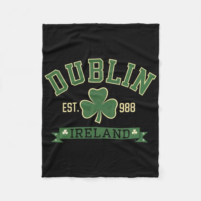 Dublin Irland Klöverblad Shamrock St Patricks Dag Fleecefilt (Framsidan)