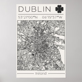 Dublin Irland Kolstad Stadskartaffisch Minimalisti Poster