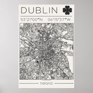 Dublin Irland Kolstad Stadskartaffisch Minimalisti Poster