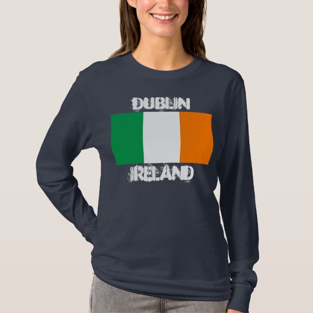 Dublin, Irland med irländska flagga T-shirt (Framsida)