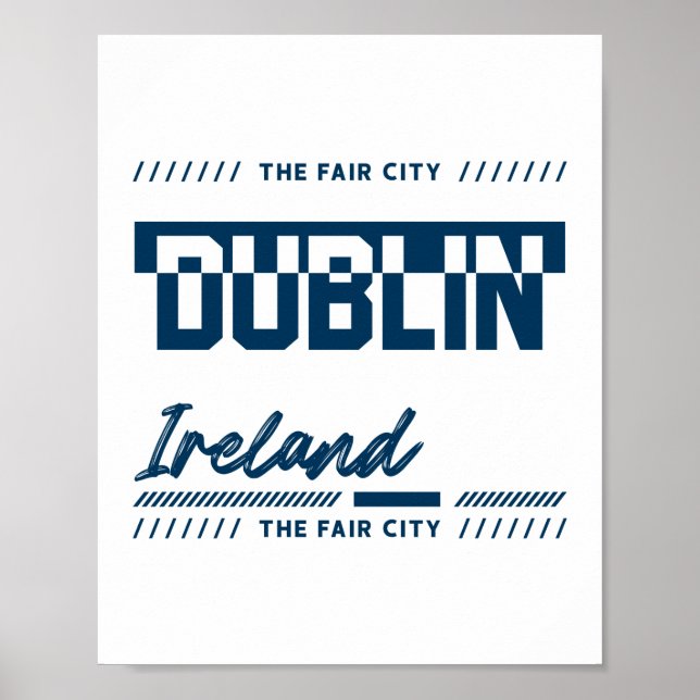 Dublin Irland Modern Typografi Stad Design Poster (Framsidan)