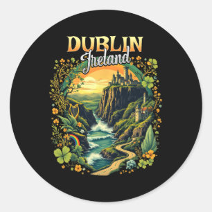 Dublin Irland Semesterresa Resa Irländsk Souvenir Runt Klistermärke