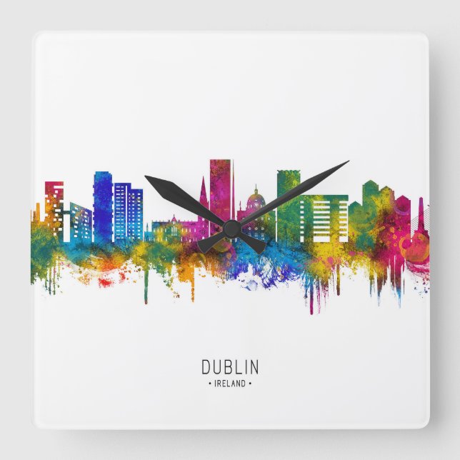 Dublin Irland Siluett Fyrkantig Klocka (Framsida)