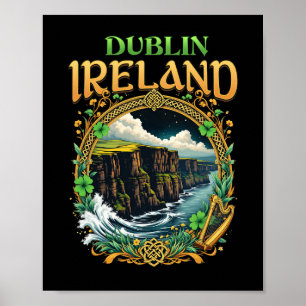 Dublin Irland Souvenir Havsklippor Dublin Semester Poster