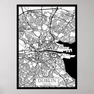 Dublin Irland Stadskarta Poster