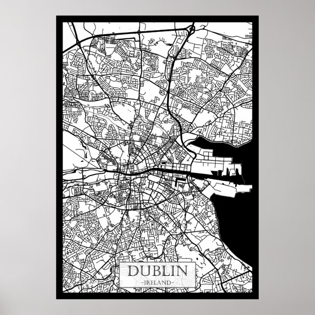 Dublin Irland Stadskarta Poster (Framsidan)