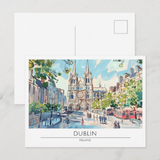 Dublin Irland Vintage Konst Illustration Resa Vykort