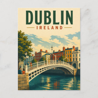 Dublin Irland Vintage Resa Ha'penny Bridge Vykort