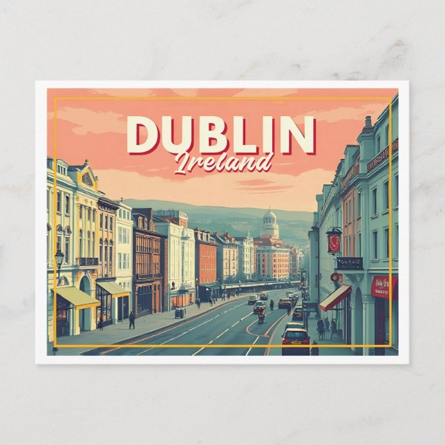 DUBLIN IRLAND VINTAGE VYKORT (Framsida)