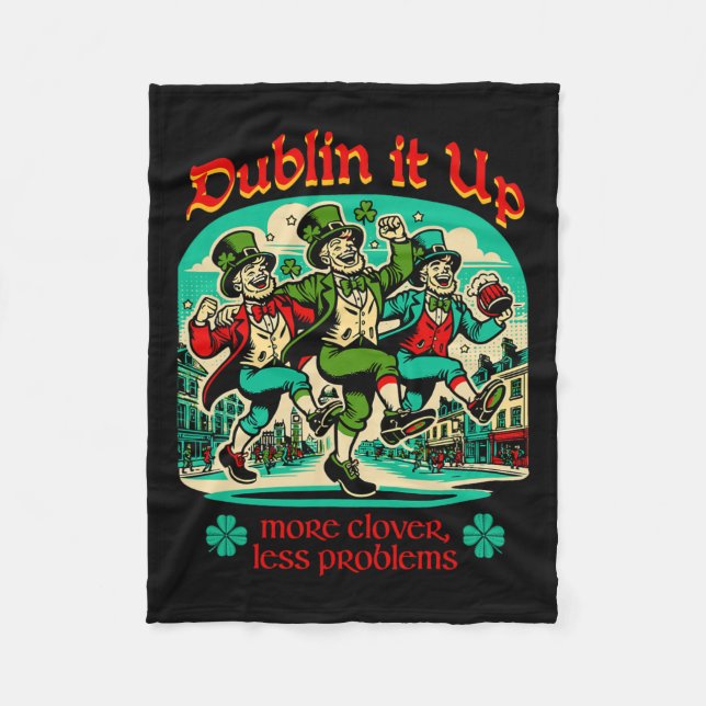 Dublin IT Up - Irish Leprechaunss Dancing Fleecefilt (Framsidan)