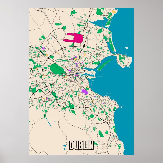 Dublin Karta Poster (Framsidan)