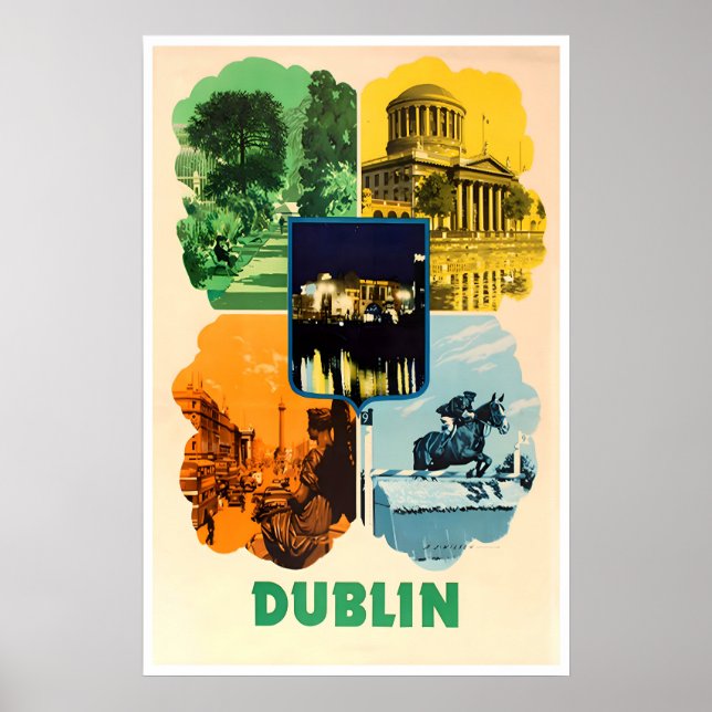 Dublin konst Irland resa affisch irländskt tryck (Framsidan)