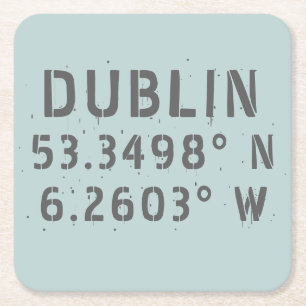 Dublin Latitude Longitud Underlägg Papper Kvadrat