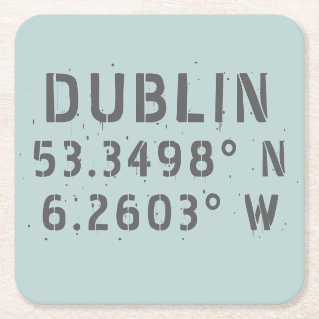 Dublin Latitude Longitud Underlägg Papper Kvadrat (Framsidan)
