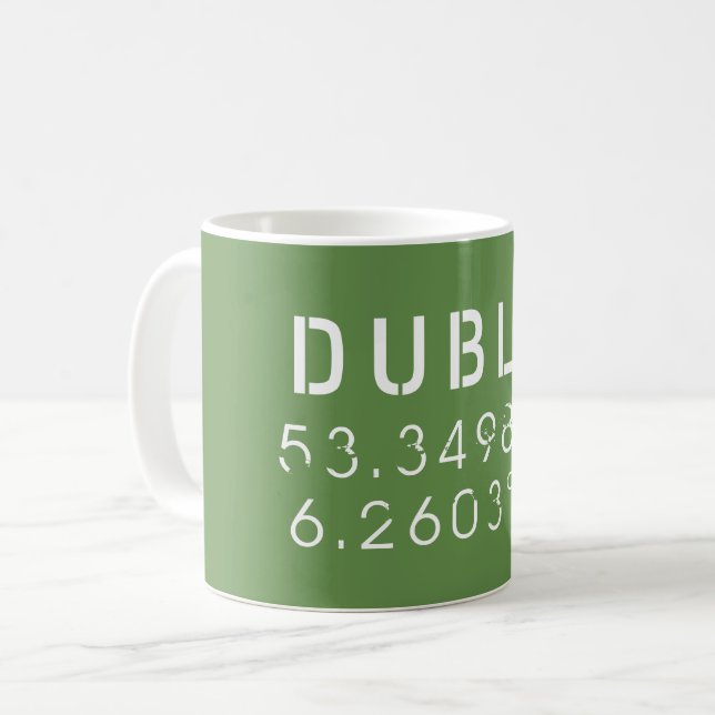 Dublin Longitud Latitud Kaffemugg (Framsida vänster)