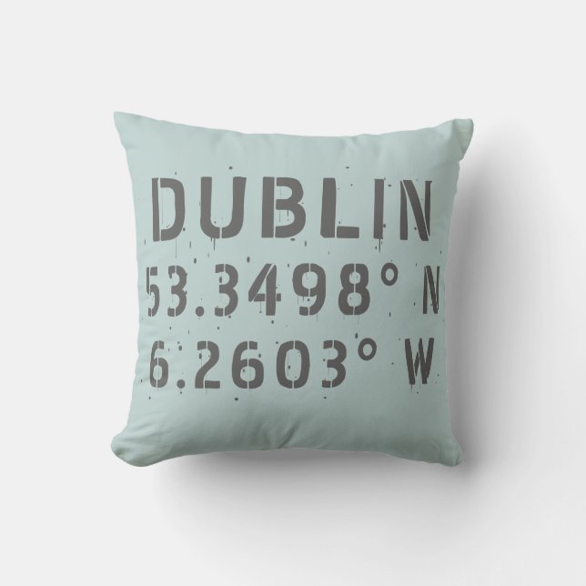 Dublin Longitud Latitud Kastkudde Kudde (Framsida)