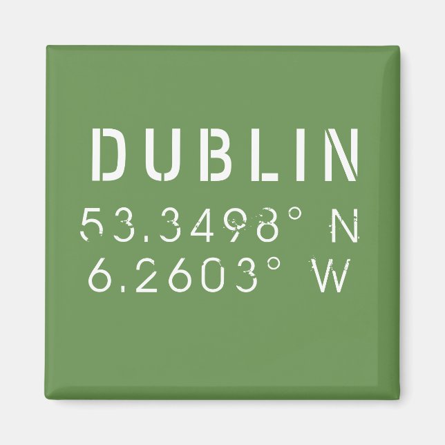 Dublin Longitud Latitude Magnet (Framsidan)