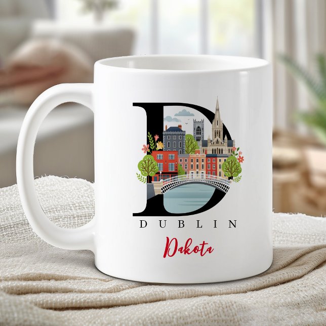 Dublin Monogram Bokstav D Personligt Gåva Kaffemugg (Dublin Monogram Letter D Personalized Gift Coffee Mug)