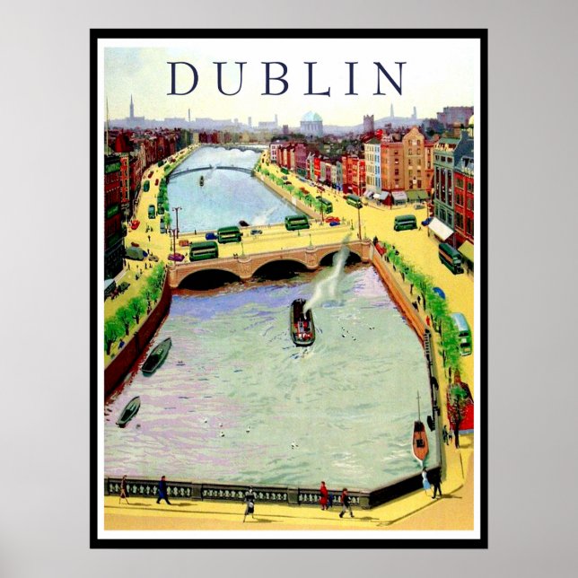 Dublin, O'Connell Bridge över floden Liffey Poster (Framsidan)
