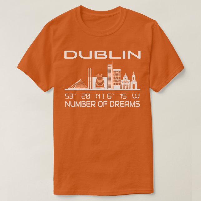 Dublin Skyline GPS Coordinates City Dream City 2 T Shirt (Design framsida)